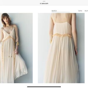 Zara Cream Pleated Tiered Sundress for Wedding Guest